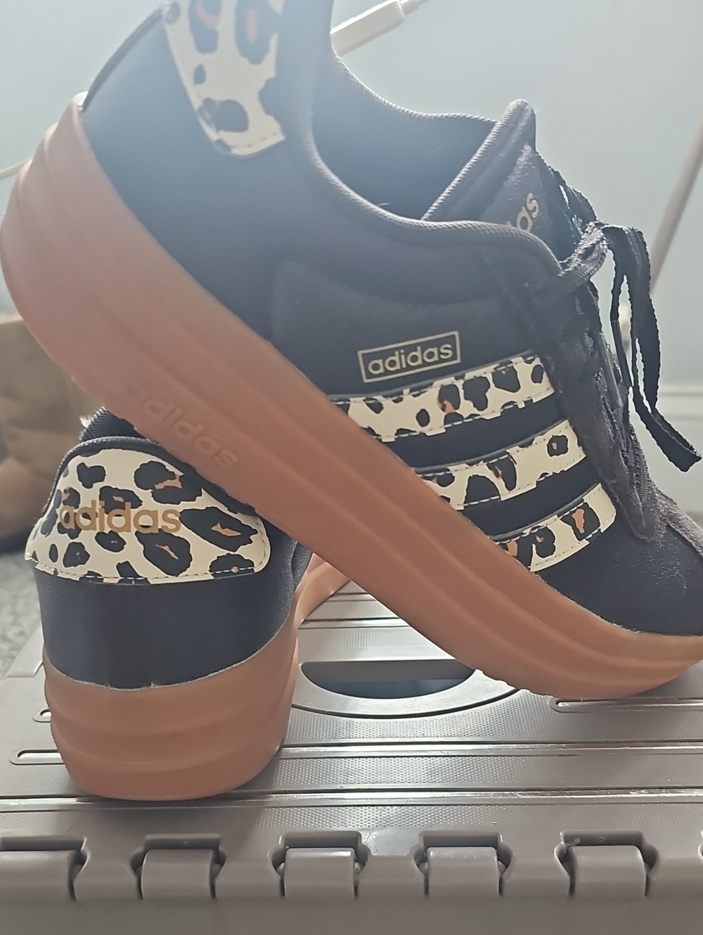 adidas VL Court 3.0 Animal Print Sneakers Black US 7.5